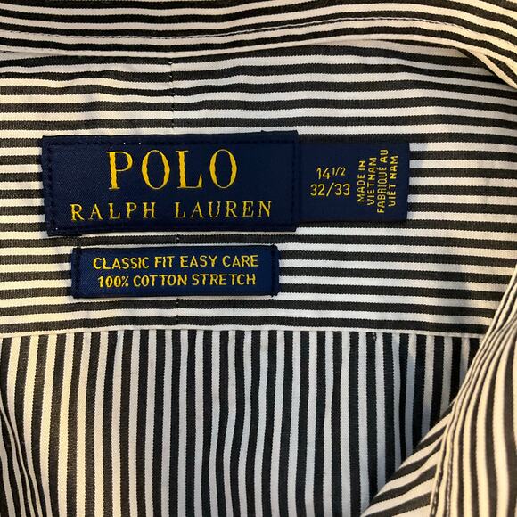 Polo Ralph Lauren Black and White Stripe Classic Fit Button Down Size 14.5 32/33 - Picture 5 of 9